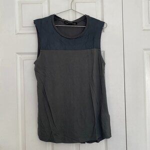 All Saints Mabel Leather Grey Tank Top Medium